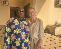 Sara with Mr. Emile Beoundé, chef de quartier and native speaker of Pande (Bantu C11)
